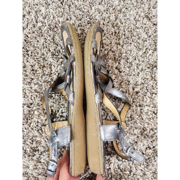 b. o. c. Silver Metallic Strappy Kesia Slingback Sandals Size 10M C64314 - Picture 7 of 9